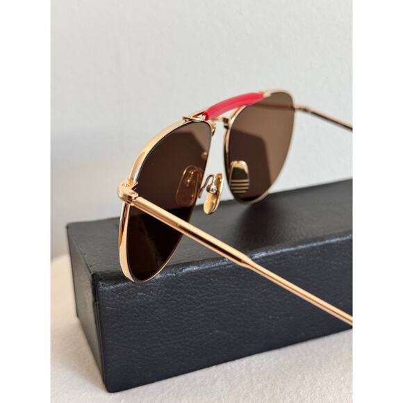 Thom Browne Titanium Aviator Pilot Frame Mirrored Gold Sunglasses - Picture 11 of 12